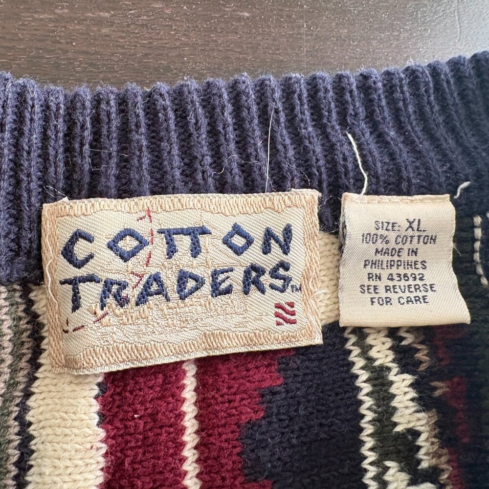 Vintage Mens Cotton Traders Coogi Style Crewneck Sweater Size XL - Picture 5 of 7